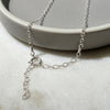 Vintage white sapphire and pearl  pendant necklace sterling silver clasp detail view