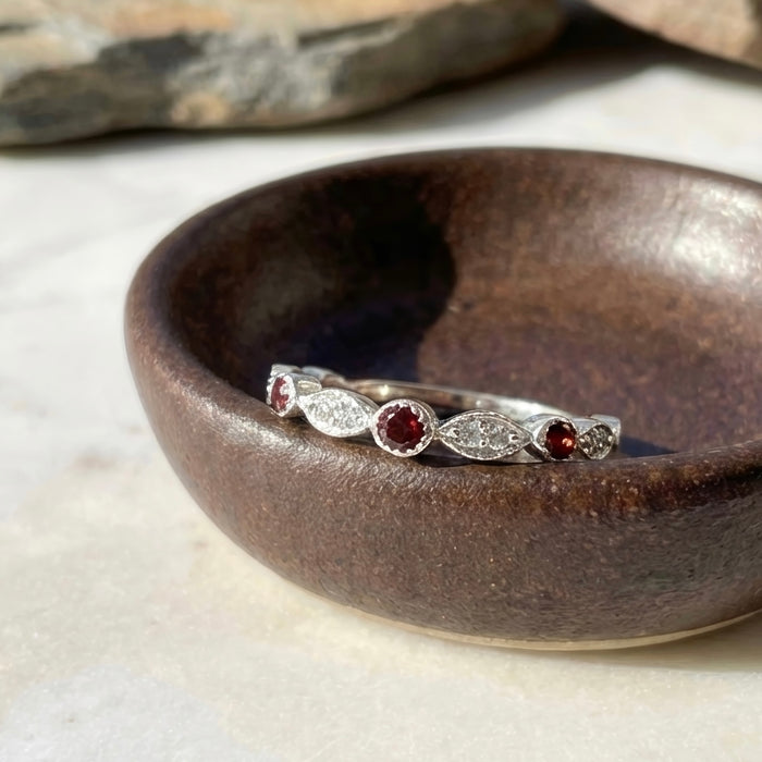 Sterling Silver Customizable Natural Garnet Eternity Band