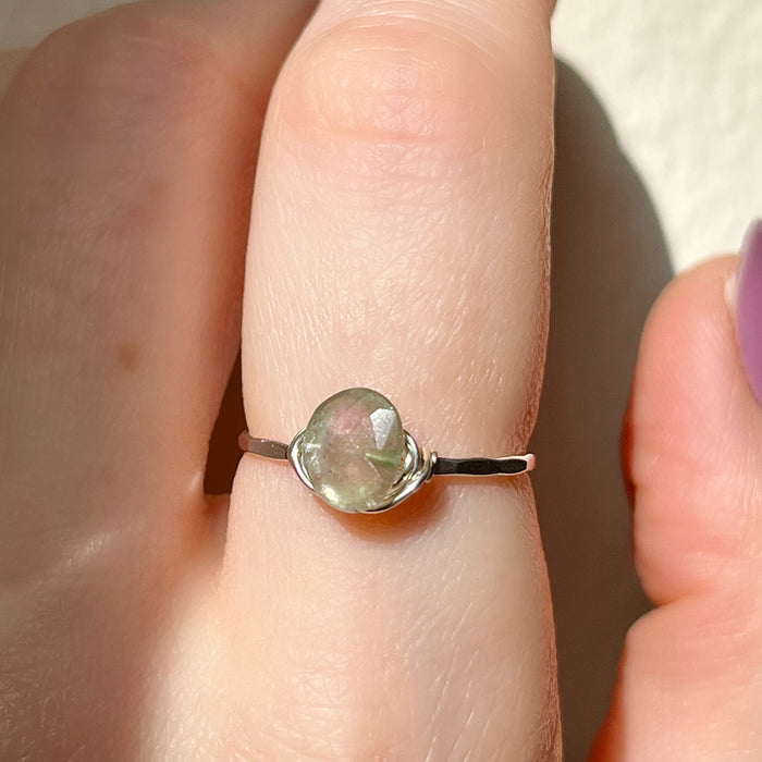 Handmade Bicolor Watermelon Tourmaline Ring - Pink and Green Gemstone Ring