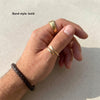 Bold mens bypass thumb ring open adjustable hammered ring gold filled on hand