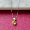 Vintage Citrine Sterling Silver Heart Pendant Necklace Top View