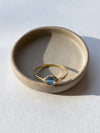 London blue topaz dainty wire wrapped bezel stacking ring gold filled