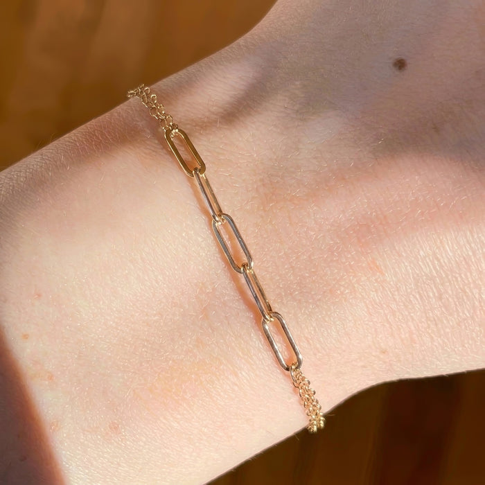 Mothers bracelet family link jewelry gold filled on wrist five links