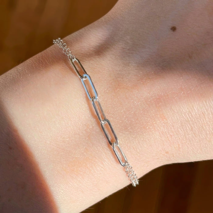 Mothers bracelet family link jewelry sterling silver on wrist five links