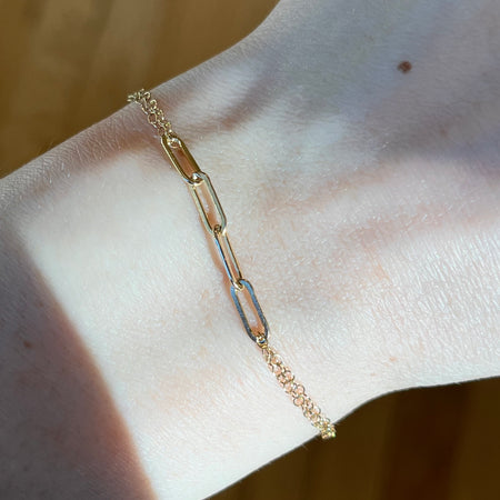 Handmade Gold Filled Dainty Paperclip Chain Friendship Bracelet