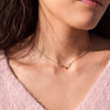 Double link interlocking chain necklace solid 14k gold on model