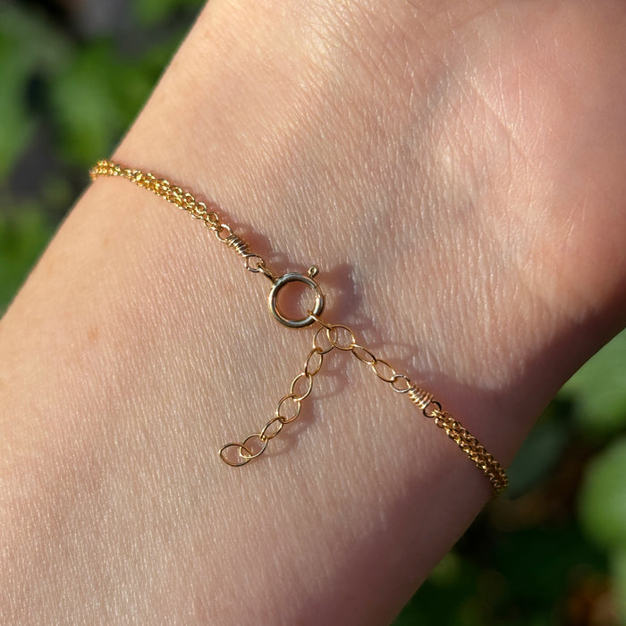 Mothers bracelet dainty chain family link jewelry gold filled clasp detail view