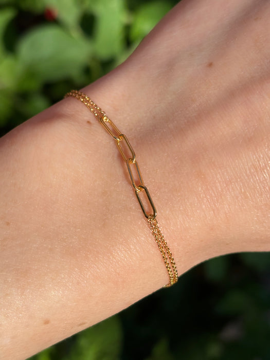 Mothers bracelet dainty chain family link jewelry gold filled on wrist