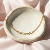 Mothers bracelet dainty chain family link jewelry gold filled on ceramic dish