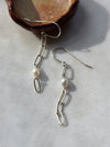 Asymmetrical paperclip chain pearl drop earrings sterling silver alternate view