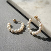 Freshwater pearl medium small beaded minimalist hoops gold filled alternate view