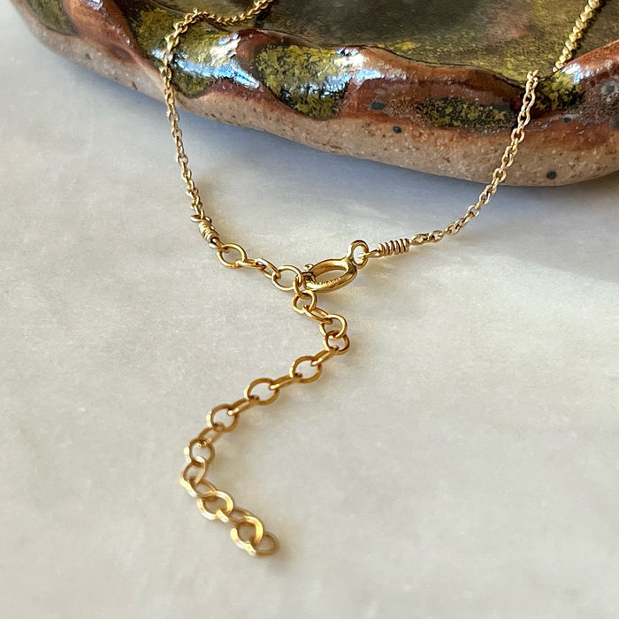 Gold Filled Aquamarine Dainty Charm Asymmetrical Layering Necklace