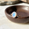 Blue flash moonstone floating oval wire wrapped ring gold filled detail view