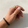 Mens bypass thumb ring open adjustable hammered ring gold filled on hand