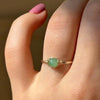 Dainty jade stacking ring gold filled on hand bright green rose cut jade wire wrapped setting