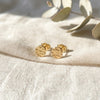 Hammered dot stud earrings 5mm small circle earrings gold filled close up