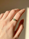 Green jade two tone dainty stacking ring 14k gold filled on hand