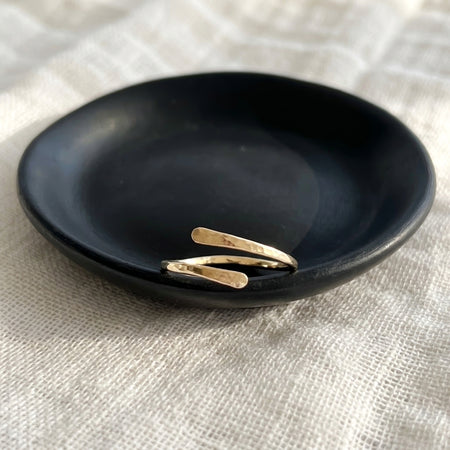 Bypass thumb ring open adjustable everyday simple hammered ring gold filled