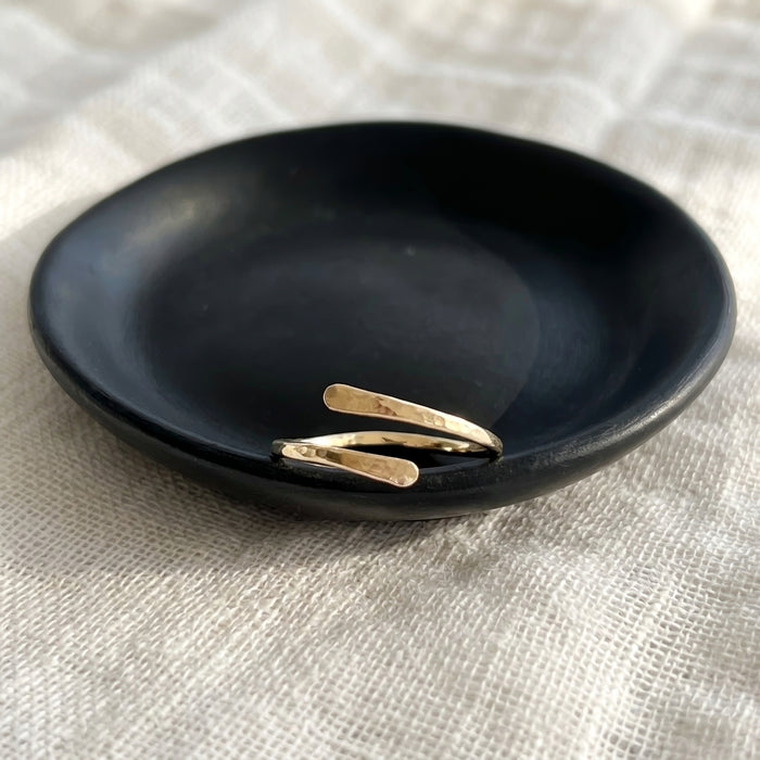 Bypass thumb ring open adjustable everyday simple hammered ring gold filled