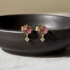Dainty pink tourmaline and white topaz stud earrings gold vermeil