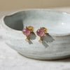 Dainty pink tourmaline and white topaz stud earrings gold vermeil alternate view