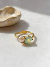 Green jade teardrop pearl ring grade a jadeite gold vermeil bright sunlight