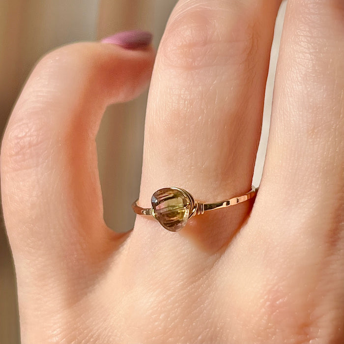 Handmade Bicolor Watermelon Tourmaline Ring - Pink and Green Gemstone Ring