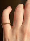 Pinky ring dainty layered chain ring gold filled on hand vertical view