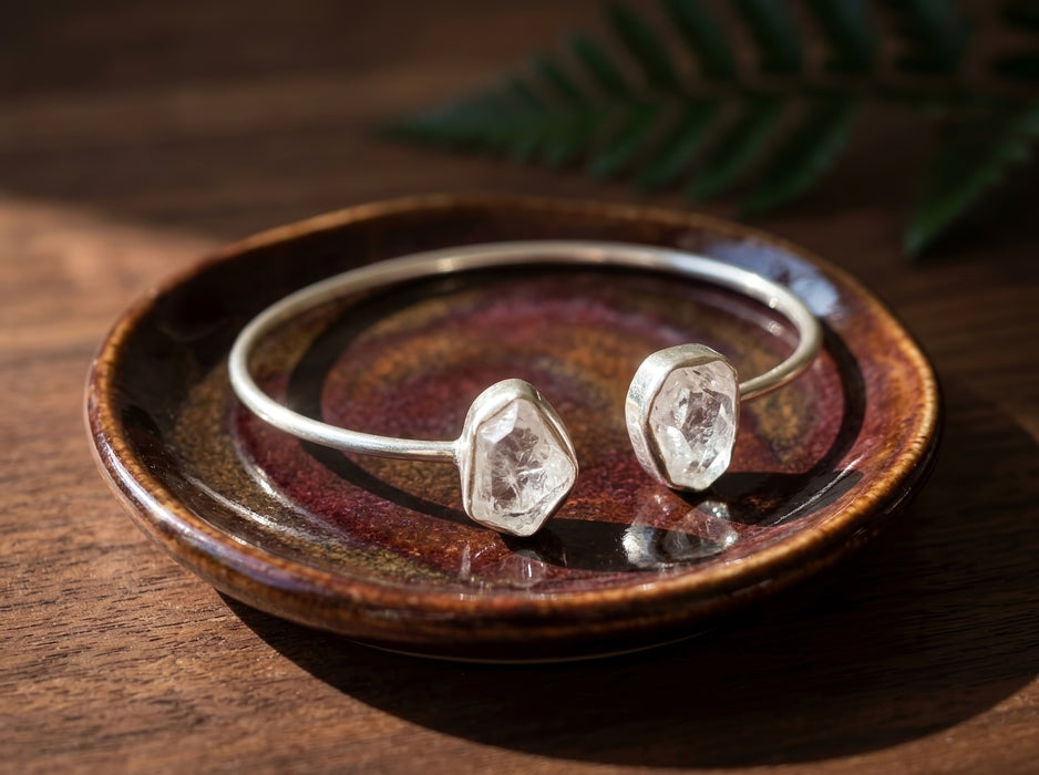 Raw Natural Amethyst Adjustable Cuff Bracelet, Sterling Silver