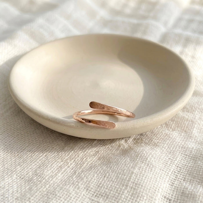 Bypass thumb ring open adjustable everyday simple hammered ring rose gold filled