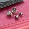 Rutilated Quartz Sterling Silver Handmade Stud Earrings Back View