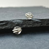 Rutilated Quartz Sterling Silver Handmade Stud Earrings Black Background