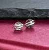 Rutilated Quartz Sterling Silver Handmade Stud Earrings Pink Background