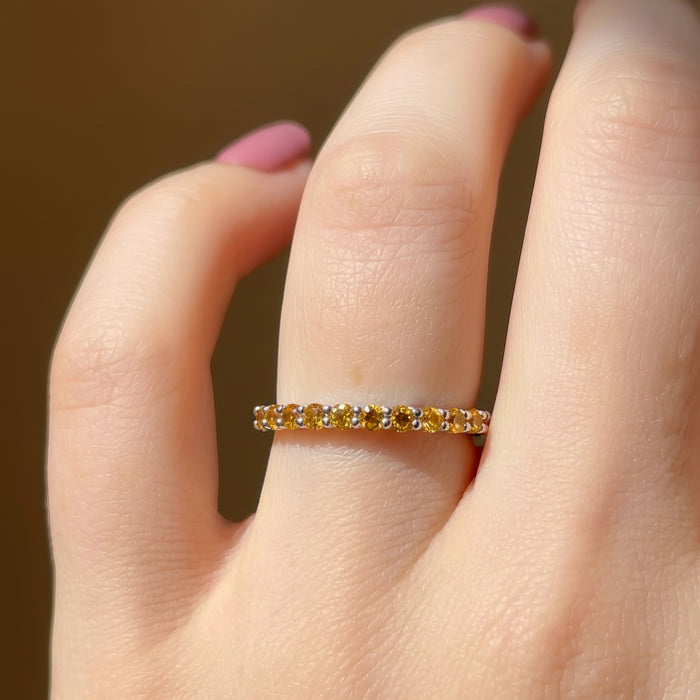 Natural citrine dainty eternity band sterling silver