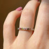 Ombre multi natural gemstone dainty eternity band sterling silver