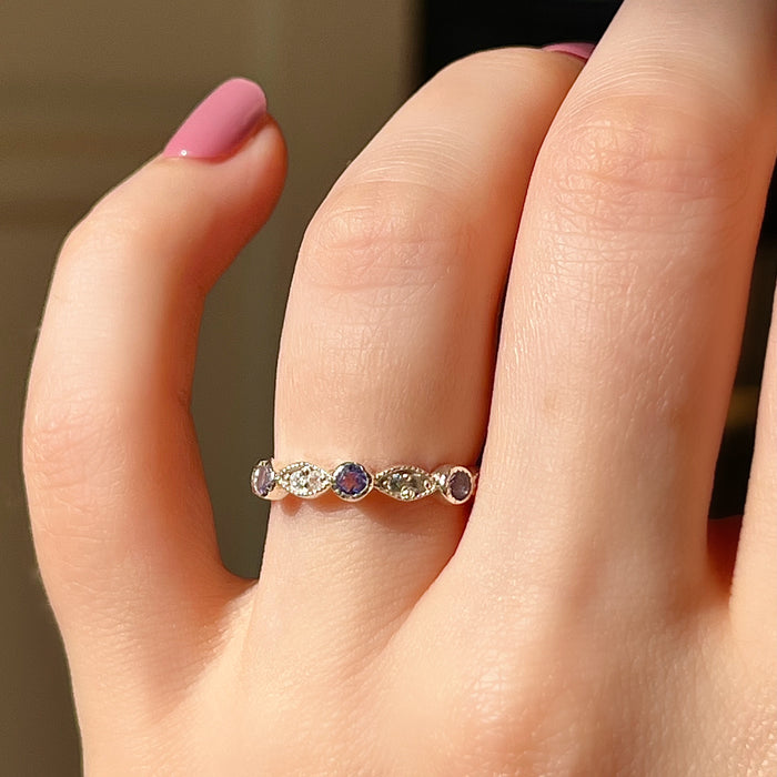 Sterling Silver Customizable Natural Garnet Eternity Band