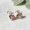 Watermelon tourmaline oval stud earrings sterling silver alternate view