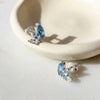 Swiss blue topaz and aquamarine marquise cluster stud earrings sterling silver