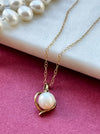 Vintage Gold Vermeil over Sterling Silver Topaz Pearl Necklace Front Angle View