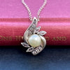 Vintage white sapphire and pearl cluster pendant necklace sterling silver