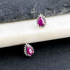 Vintage Ruby and Diamond Sterling Silver Stud Earrings Darker Background