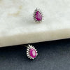 Vintage Ruby and Diamond Sterling Silver Stud Earrings Lighter Background