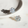 Vintage topaz flower stud earrings sterling silver white background
