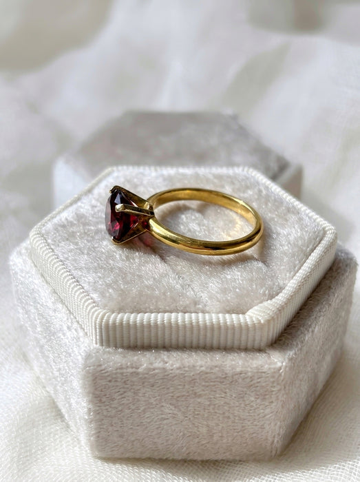 Vintage garnet minimalist ring gold vermeil over sterling silver alternate view