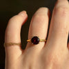 Vintage garnet minimalist ring gold vermeil over sterling silver on hand
