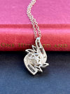 Vintage white sapphire and pearl cluster necklace sterling silver back view