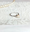 Vintage Sterling Silver Genuine Pearl Half Bezel Ring Side View
