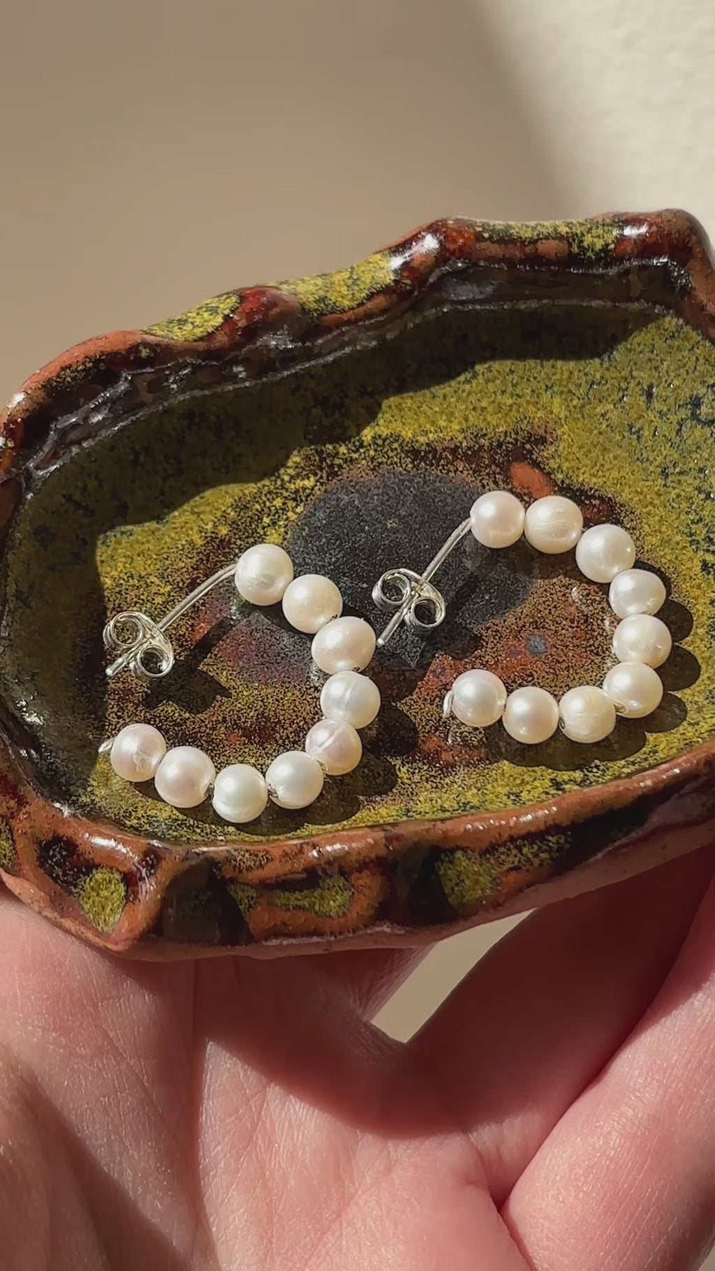 Freshwater pearl everyday minimalist gold filled small hoops video